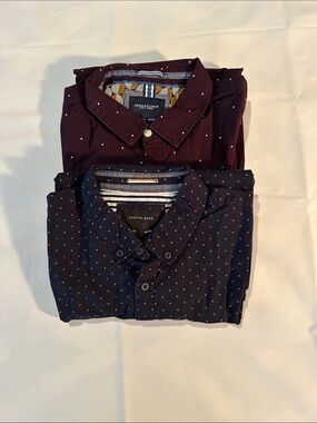 Kids clothes Cactus Navy Dot & Burgundy Micro Dot Button-Down Shirts size 8-10